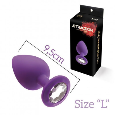 Анальна пробка з кристалом MAI Attraction Toys №49 Purple, довжина 9,5 см, діаметр 4 см Анальна пробка з кристалом MAI Attraction Toys №49 Purple, довжина 9,5 см, діаметр 4 см
