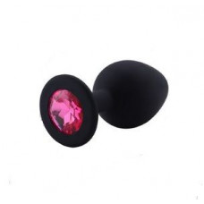 Анальная пробка Black Silicone Dark Pink, S