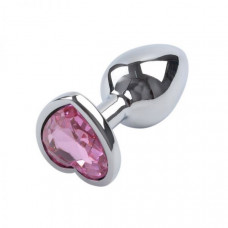 Анальная пробка Silver Heart Ligth Pink, M