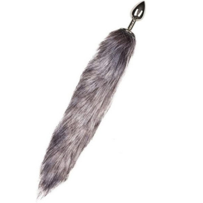 Анальная пробка с серым хвостиком EasyToys Fox Tail Plug ,S