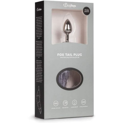 Анальная пробка с серым хвостиком EasyToys Fox Tail Plug ,S
