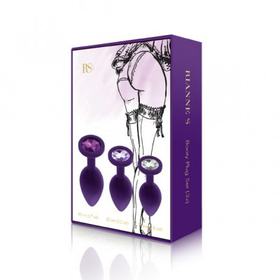 Набор анальных пробок с кристаллом Rianne S: Booty Plug Set Purple, диаметр 2,7см, 3,5см, 4,1см Набор анальных пробок с кристаллом Rianne S: Booty Plug Set Purple, диаметр 2,7см, 3,5см, 4,1см