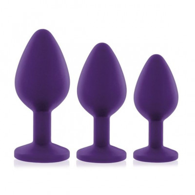 Набор анальных пробок с кристаллом Rianne S: Booty Plug Set Purple, диаметр 2,7см, 3,5см, 4,1см Набор анальных пробок с кристаллом Rianne S: Booty Plug Set Purple, диаметр 2,7см, 3,5см, 4,1см