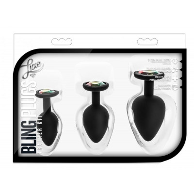 Набор анальных пробок LUXE BLING PLUGS TRAINING KIT BLACK Набор анальных пробок LUXE BLING PLUGS TRAINING KIT BLACK