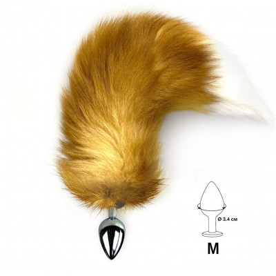 Металева анальна пробка з хвостом із натурального хутра Art of Sex size M Foxy fox