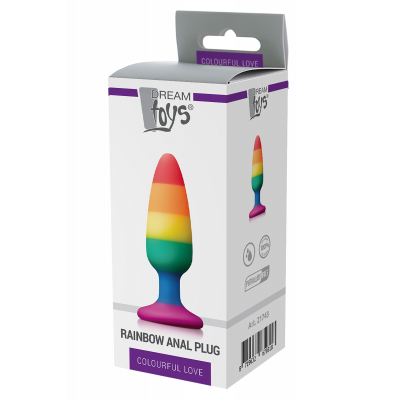 Радужная анальная пробка COLOURFUL LOVE RAINBOW ANAL PLUG MEDIUM