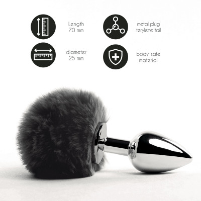 Анальна пробка FeelzToys - Bunny Tails Butt Plug Black Анальна пробка FeelzToys - Bunny Tails Butt Plug Black