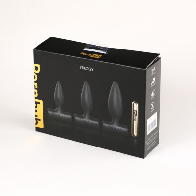 Набір анальних пробок Pornhub Anal Training Kit з перезаряджуваною віброкулею Набір анальних пробок Pornhub Anal Training Kit з перезаряджуваною віброкулею