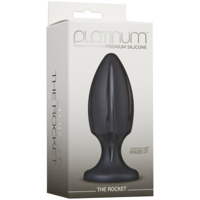 Анальний плаг із каналами для змащення Doc Johnson Platinum Premium Silicone — The Rocket — Black Анальний плаг із каналами для змащення Doc Johnson Platinum Premium Silicone — The Rocket — Black