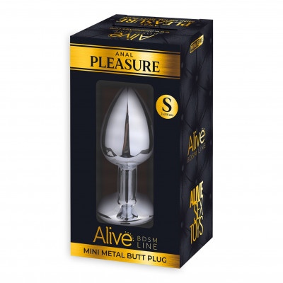 Металева анальна пробка з кристалом Alive Mini Metal Butt Plug White S Металева анальна пробка з кристалом Alive Mini Metal Butt Plug White S