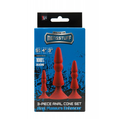 Набор анальных плагов MENZSTUFF 3-PIECE ANAL CONE SET RED Набор анальных плагов MENZSTUFF 3-PIECE ANAL CONE SET RED