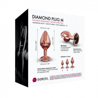 Металлическая анальная пробка с украшением в виде кристалла Dorcel - Diamond Plug M Металлическая анальная пробка с украшением в виде кристалла Dorcel - Diamond Plug M