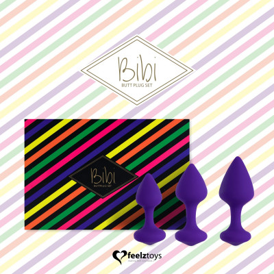 Набір силіконових анальних пробок FeelzToys - Bibi Butt Plug Set 3 pcs Purple Набір силіконових анальних пробок FeelzToys - Bibi Butt Plug Set 3 pcs Purple