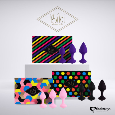 Набір силіконових анальних пробок FeelzToys - Bibi Butt Plug Set 3 pcs Purple Набір силіконових анальних пробок FeelzToys - Bibi Butt Plug Set 3 pcs Purple