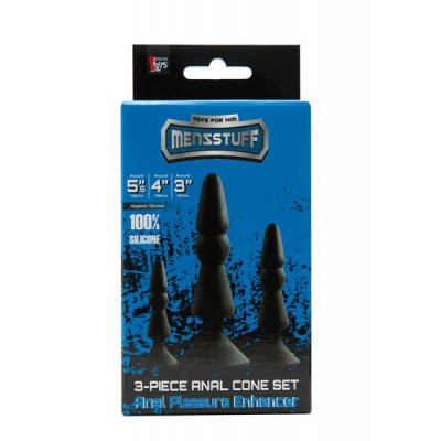 Набор анальных плагов MENZSTUFF 3-PIECE ANAL CONE SET BLACK