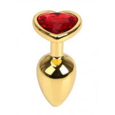 Анальная пробка Gold Metal Heart Red, S