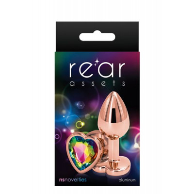 Анальная пробка REAR ASSETS ROSE GOLD HEART RAINBOW, S Анальная пробка REAR ASSETS ROSE GOLD HEART RAINBOW, S