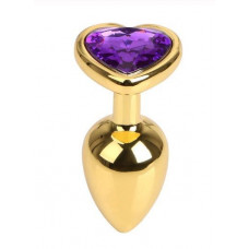 Анальная пробка Gold Metal Heart Dark Violet, S