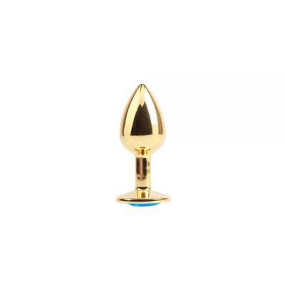 Анальная пробка с камнем Chisa Hi-Basic Gold Blue Gem Anal Plug