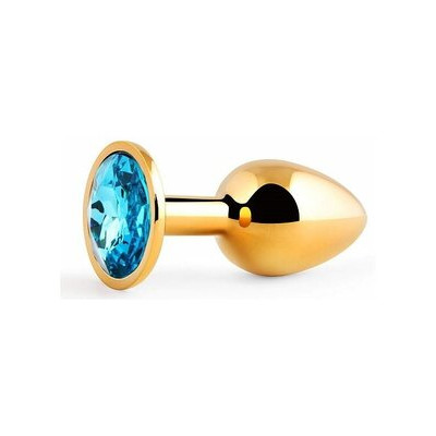 Анальная пробка с камнем Chisa Hi-Basic Gold Blue Gem Anal Plug