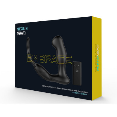 Масажер простати Nexus Revo Embrace з голівкою, яка обертається та з ерекційним кільцем + змазка 250 Масажер простати Nexus Revo Embrace з голівкою, яка обертається та з ерекційним кільцем + змазка 250