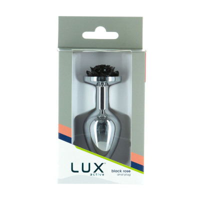 Металева анальна пробка Lux Active з трояндою - Rose Anal Plug - Black, віброкуля в подарунок Металева анальна пробка Lux Active з трояндою - Rose Anal Plug - Black, віброкуля в подарунок