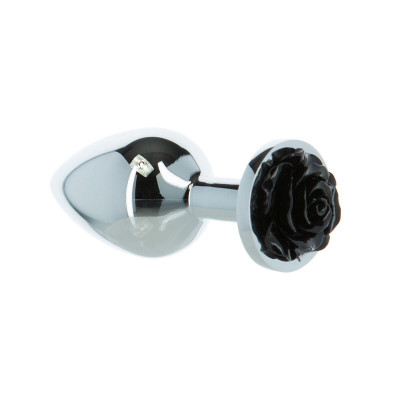 Металева анальна пробка Lux Active з трояндою - Rose Anal Plug - Black, віброкуля в подарунок Металева анальна пробка Lux Active з трояндою - Rose Anal Plug - Black, віброкуля в подарунок