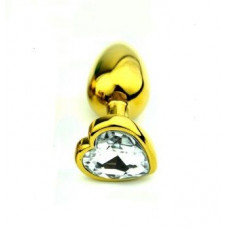 Анальная пробка Gold Metal Heart Diamond, S