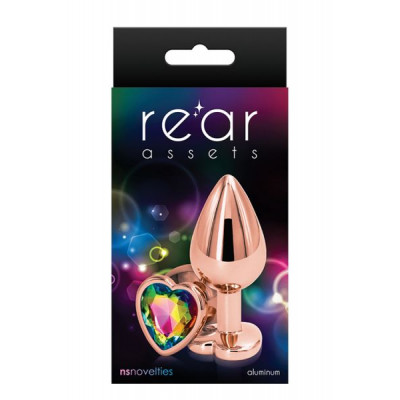 Анальная пробка REAR ASSETS ROSE GOLD HEART RAINBOW, M Анальная пробка REAR ASSETS ROSE GOLD HEART RAINBOW, M