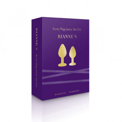Набір металевих анальних пробок із кристалом RIANNE S – Booty Plug Luxury Set, діаметр 3 та 3,5 см Набір металевих анальних пробок із кристалом RIANNE S – Booty Plug Luxury Set, діаметр 3 та 3,5 см