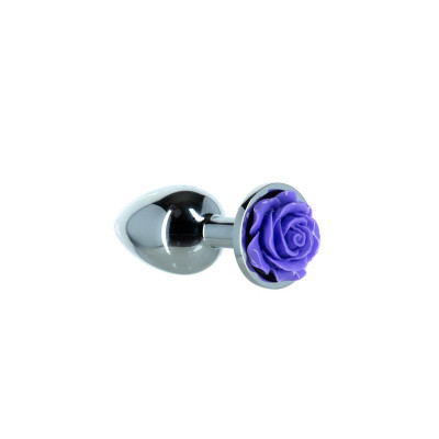 Металева анальна пробка Lux Active з трояндою - Rose Anal Plug - Purple, віброкуля в подарунок Металева анальна пробка Lux Active з трояндою - Rose Anal Plug - Purple, віброкуля в подарунок