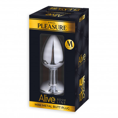 Металева анальна пробка з кристалом Alive Mini Metal Butt Plug White M Металева анальна пробка з кристалом Alive Mini Metal Butt Plug White M