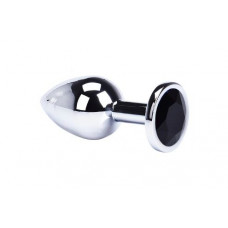 Анальная пробка Metal Black Crystal, S