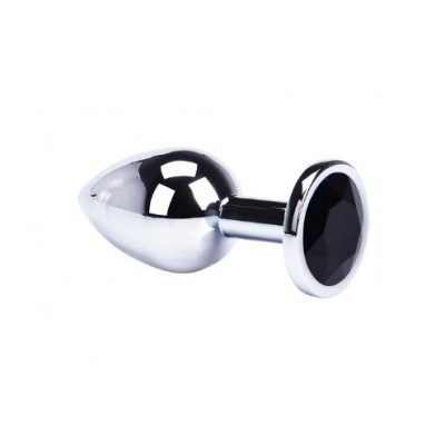 Анальная пробка Metal Black Crystal, S