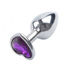 Анальная пробка Silver Metal Heart Dark Violet, S
