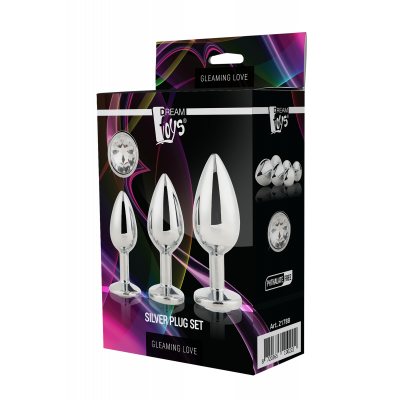 Набор анальных пробок Dream Toys GLEAMING LOVE SILVER PLUG SET Набор анальных пробок Dream Toys GLEAMING LOVE SILVER PLUG SET