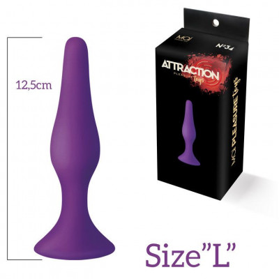 Анальна пробка з присоскою MAI Attraction Toys №34 Purple, довжина 12,5см, діаметр 3,2 см Анальна пробка з присоскою MAI Attraction Toys №34 Purple, довжина 12,5см, діаметр 3,2 см