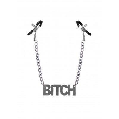 Зажимы для сосков Bitch, Feral Feelings - Nipple clamps Bitch, серебро/черный