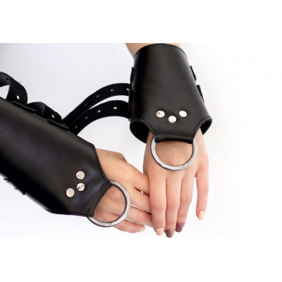 Манжети для підвісу за руки Kinky Hand Cuffs For Suspension з натуральної шкіри, колір чорний