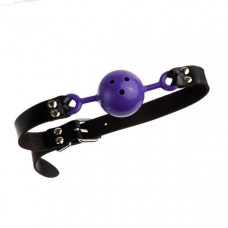 F61409 Кляп из экокожи Loveshop Latex BREATHABLE BALL GAG PURPLE