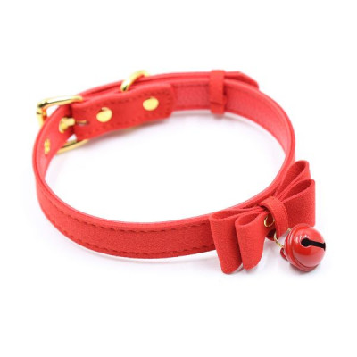 Ошейник красный замшевый Bow and Bell