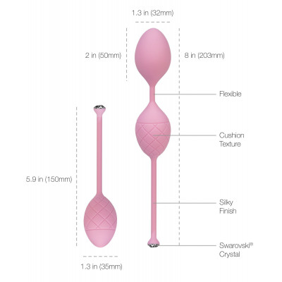 Розкішні вагінальні кульки PILLOW TALK - Frisky Pink з кристалом, діаметр 3,2 см, вага 49-75гр Розкішні вагінальні кульки PILLOW TALK - Frisky Pink з кристалом, діаметр 3,2 см, вага 49-75гр