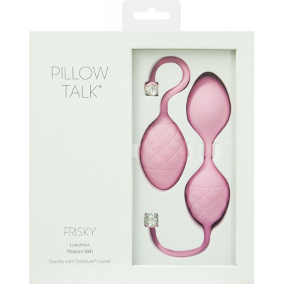 Розкішні вагінальні кульки PILLOW TALK - Frisky Pink з кристалом, діаметр 3,2 см, вага 49-75гр Розкішні вагінальні кульки PILLOW TALK - Frisky Pink з кристалом, діаметр 3,2 см, вага 49-75гр