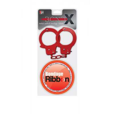 Набор BONDX METAL CUFFS AND RIBBON, RED
