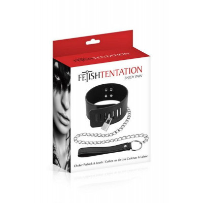 Нашийник з повідцем Fetish Tentation Padlock and Leash