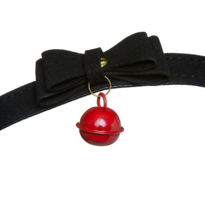 F61286 Ошейник красный замшевый Bow and Bell Black