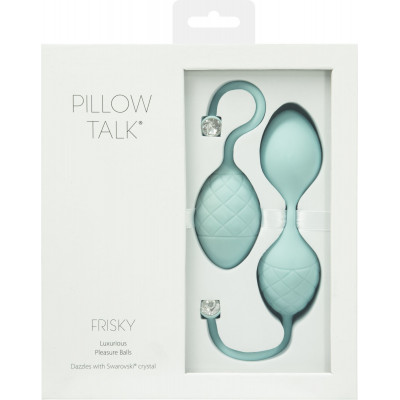Розкішні вагінальні кульки PILLOW TALK - Frisky Teal з кристалом, діаметр 3,2 см, вага 49-75 гр Розкішні вагінальні кульки PILLOW TALK - Frisky Teal з кристалом, діаметр 3,2 см, вага 49-75 гр