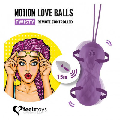 Вагинальные шарики с массажем и вибрацией FeelzToys Motion Love Balls Twisty с пультом ДУ, 7 режимов Вагинальные шарики с массажем и вибрацией FeelzToys Motion Love Balls Twisty с пультом ДУ, 7 режимов