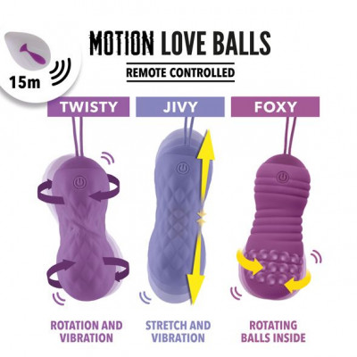 Вагинальные шарики с массажем и вибрацией FeelzToys Motion Love Balls Twisty с пультом ДУ, 7 режимов Вагинальные шарики с массажем и вибрацией FeelzToys Motion Love Balls Twisty с пультом ДУ, 7 режимов