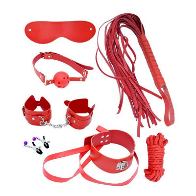 Набір MAI BDSM STARTER KIT Nº 75: батіг, кляп, наручники, маска, нашийник з повідцем, мотузка, затис